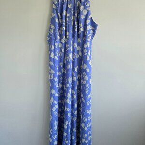 Chadwick's periwinkle blue and white floral 90s style midi dress size 10